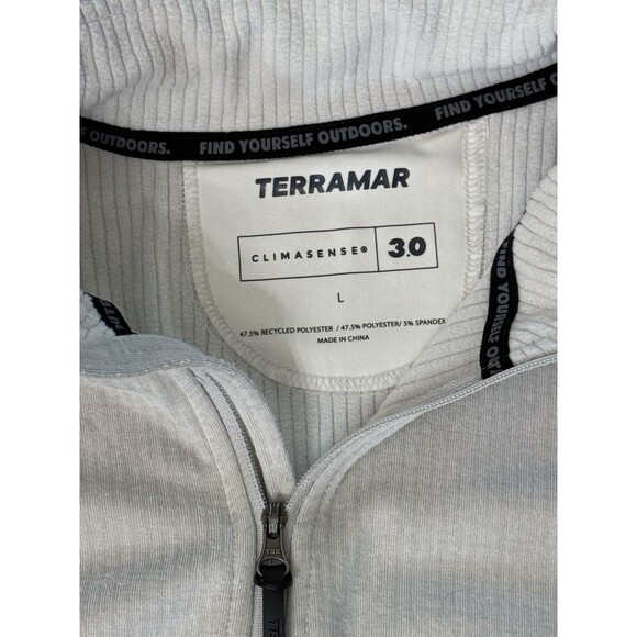 Terramar Climasense 1/4 Zip Pullover Womens Large Light Gray Thermal Grid Fleece - Picture 3 of 10